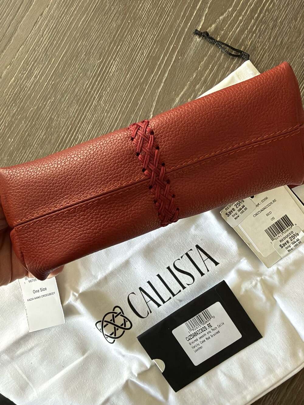Callista Kazia Nano Crossbody Red Grained Leather Bag NWT MSRP $220 - Picture 4 of 5